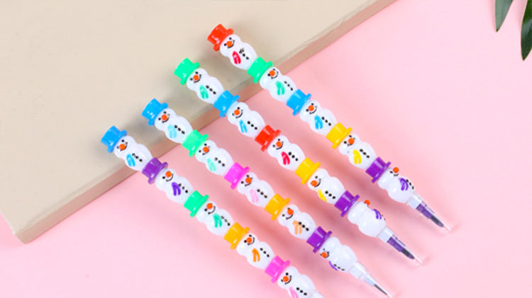 Wholesale Detachable Cartoon Plastic Creative Snowman 5-section Crayon Pencil